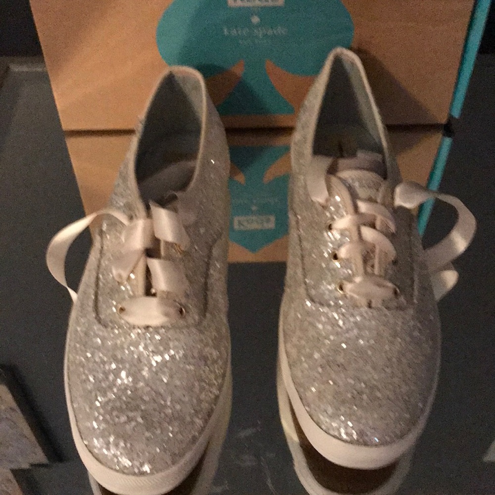 Kate spade white glitter ked sneakers